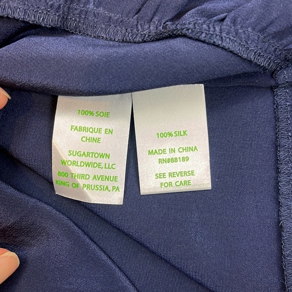 Lilly Pulitzer Kery 100% Silk Blue Tank Top Blouse Size M - Picture 11 of 11